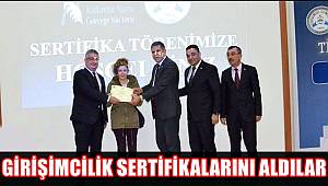 AKSARAY'DA KURSİYERLER GİRİŞİMCİLİK SERTİFİKALARINI ALDILAR