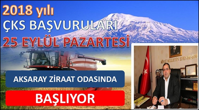 AKSARAY'DA 2018 YILI ÇKS TARLA KAĞIDI BAŞVURULARI BAŞLIYOR