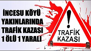 İNCESU KÖYÜ YAKINLARINDA TRAFİK KAZASI 1 ÖLÜ 1 YARALI