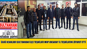 ÜLKÜ OCAKLARI SULTANHANI İLÇE TEŞKİLATI MHP AKSARAY İL TEŞKİLATINI ZİYARET ETTİ