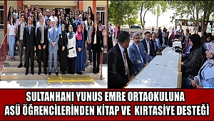 SULTANHANI YUNUS EMRE ORTAOKULUNA ASÜ ÖĞRENCİLERİNDEN KİTAP VE KIRTASİYE DESTEĞİ