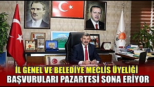 ALTINSOY 'İL GENEL VE BELEDİYE MECLİS ÜYELİĞİ BAŞVURULARI PAZARTESİ SONA ERİYOR'