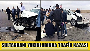 SULTANHANI YAKINLARINDA TRAFİK KAZASI OTOMOBİL ORTA REFÜJE ÇARPTI