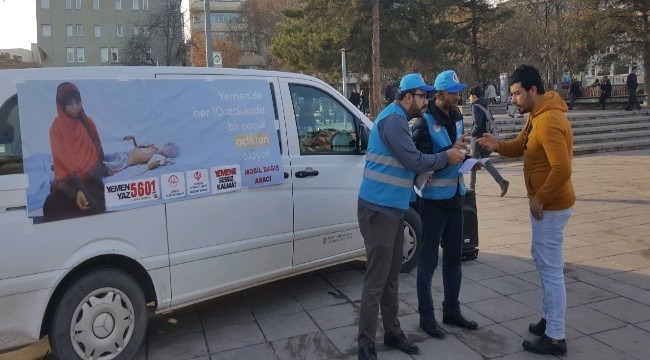 AKSARAY'DA YEMEN'E YARDIM İÇİN MOBİL BAĞIŞ ARACI HİZMET VERİYOR