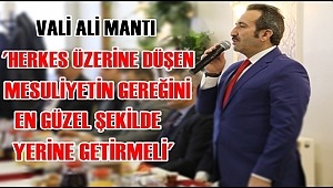 VALİ ALİ MANTI 'HERKES ÜZERİNE DÜŞEN MESULİYETİN GEREĞİNİ EN GÜZEL ŞEKİLDE YERİNE GETİRMELİ'