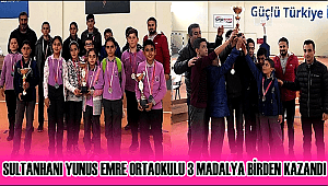 SULTANHANI YUNUS EMRE ORTAOKULU 3 MADALYA BİRDEN KAZANDI
