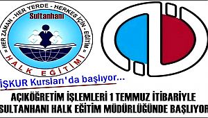 AÇIKÖĞRETİM İŞLEMLERİ 1 TEMMUZ İTİBARİYLE SULTANHANI HALK EĞİTİM MÜDÜRLÜĞÜNDE BAŞLIYOR 