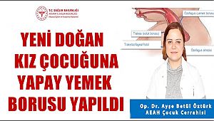 AKSARAY'DA YENİ DOĞAN KIZ ÇOCUĞUNA YAPAY YEMEK BORUSU YAPILDI
