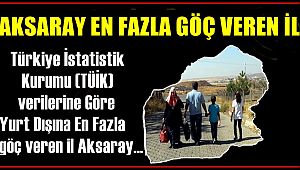 TUİK VERİLERİNE GÖRE AKSARAY EN FAZLA GÖÇ VEREN İL OLDU