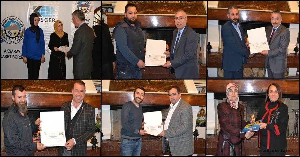 AKSARAY TİCARET BORSASI VE KOSGEB İŞ BİRLİĞİ İLE 60 KURSİYERE SERTİFİKALARI VERİLDİ