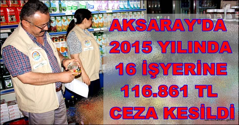 AKSARAY'DA 2015 YILINDA 16 İŞYERİNE 116.861 TL CEZA KESİLDİ