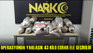 AKSARAY'DA BİR OTOMOBİLDE YAKLAŞIK 43 KİLO ESRAR ELE GEÇİRİLDİ
