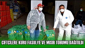 ÇİFTÇİLERE YÜZDE 75 HİBELİ KURU FASULYE VE MISIR TOHUMU DAĞITILDI