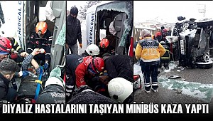 DİYALİZ HASTA SERVİSİ KAZA YAPTI 3 YARALI