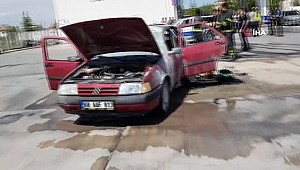 Aksaray'da otomobil yangını, Biranda alev aldı...