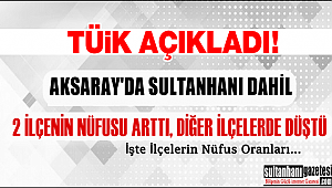 SULTANHANI NÜFUSU ARTAN 2 İLÇEDEN BİRİ