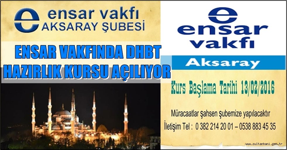 ENSAR VAKFINDA DHBT HAZIRLIK KURSU AÇILIYOR
