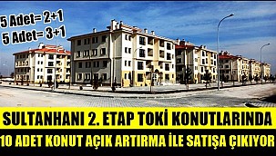 SULTANHANI 2. ETAP TOKİ KONUTLARINDA 10 ADET KONUT AÇIK ARTIRMA İLE SATIŞA ÇIKIYOR