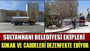 SULTANHANI BELEDİYESİ KORONA VİRÜSÜNE KARŞI ÇARŞI MERKEZİNDE DEZENFEKTE YAPIYOR