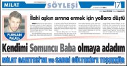 MİLAT GAZETESİ’NE ve SABRİ GÜLTEKİN'E TEŞEKKÜR
